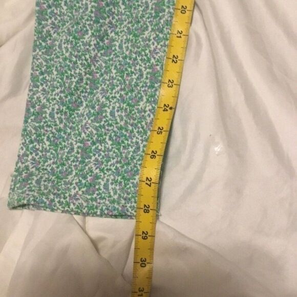 J Crew Floral Print Toothpick Stretch Floral Straight Leg Zip Green Jeans 31 - Picture 10 of 12